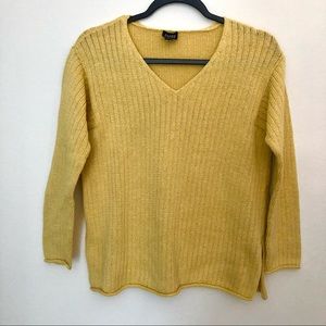 Eileen Fisher Ribbed Cotton V-Neck Sweater